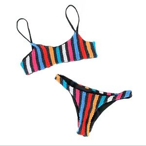 Colorful Striped Cheeky Bikini